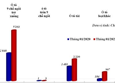 Thống kê tình hình nhập khẩu ô tô nguyên chiếc các loại và linh kiện & phụ tùng ô tô trong tháng 01 năm 2021